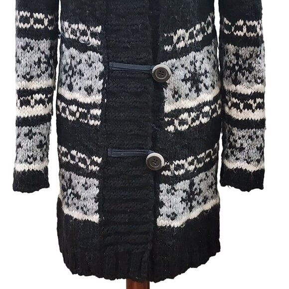 Cocogió Wool Alpaca Blend Knit Cardigan Sweater Size M Black White Made in Italy - Picture 7 of 12